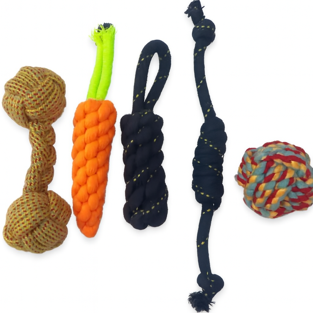 5in1 Rope and Chew Toy Set for Small Medium Dogs