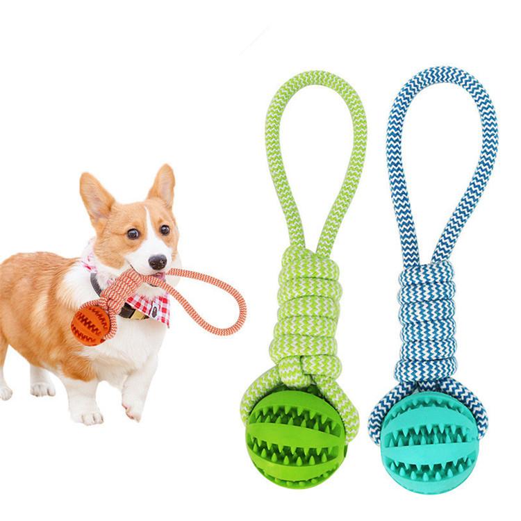 Durable Rubber Ball Chew Toy with Cotton Rope - Paw Perfect Pals