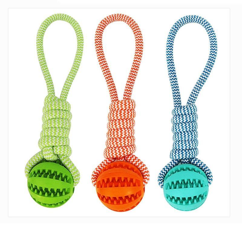 Durable Rubber Ball Chew Toy with Cotton Rope - Paw Perfect Pals